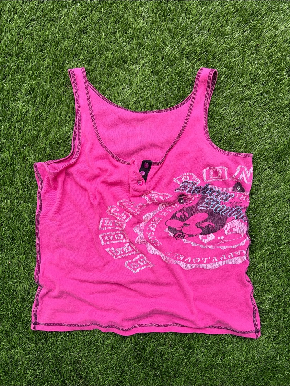 Rebecca BonBon Boston Terrier Gemstone Sanrio Pink Graphic Tank Top y2k 2000s
